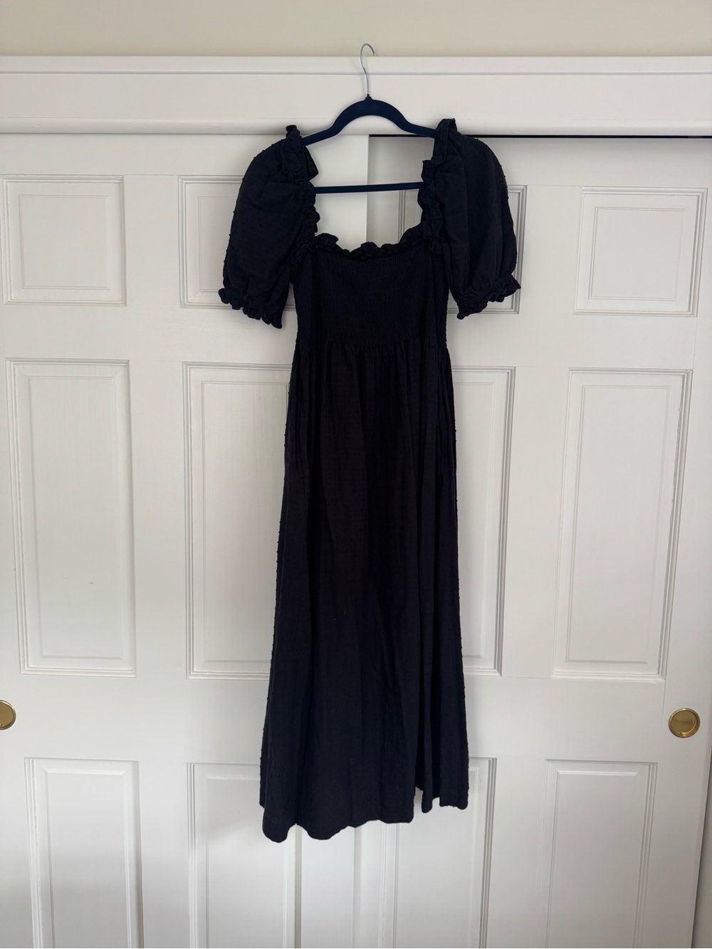 Hill House Scarlett Midi Nap Dress Black Textured Clip Dot - Picture 4 of 4